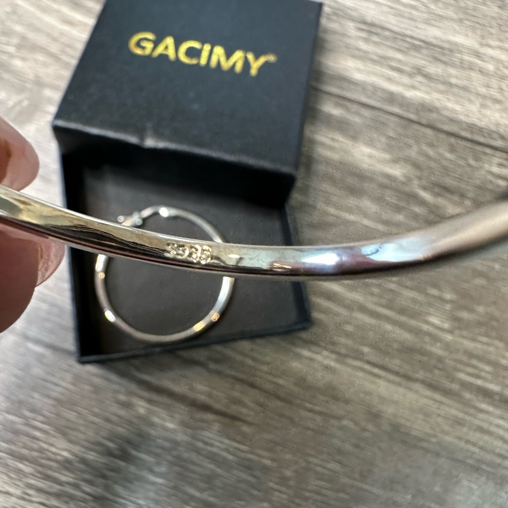 Gacimy 925 Sterling Silver Hoop Earrings Large Classic Polished Hoops - Picture 4 of 5